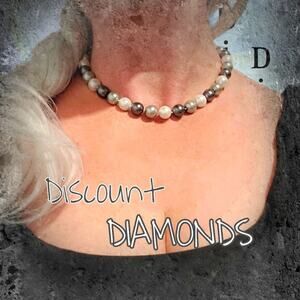 Tri Color 10mm South Sea Shell Pearls Necklace Light Gray Dark Gray & Silver